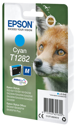 Epson Fox Singlepack Cyan T1282 DURABrite Ultra Ink Epson Fox Singlepack Cyan T1282 DURABrite Ultra Ink